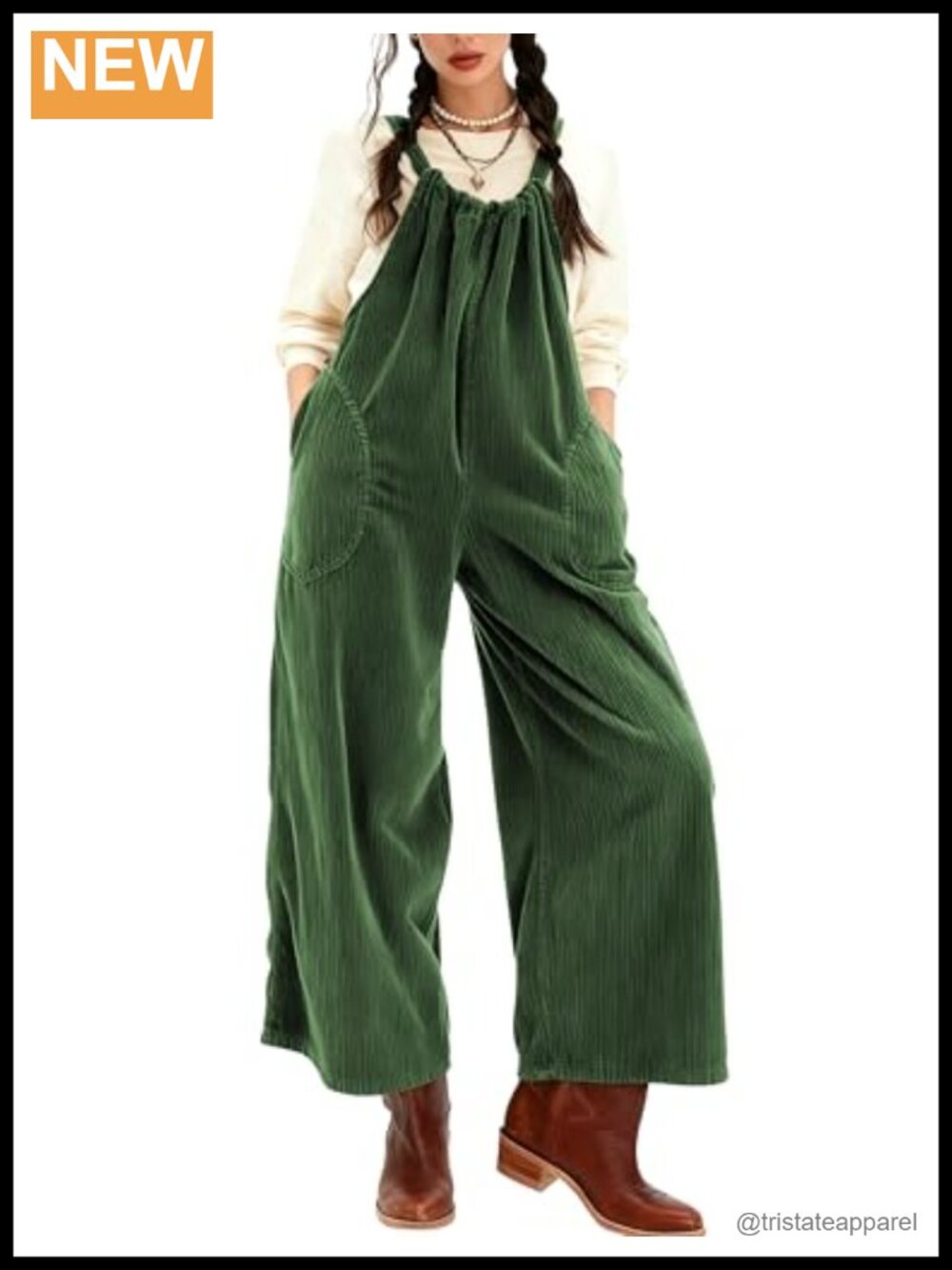 Corduroy Overalls Wide Leg Bib Jumpsuit Sleeveless Pockets